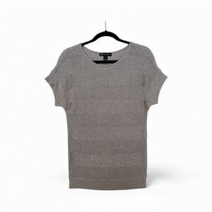 I.N.C. Gray and‎ Metallic Silver Shimmer Sweater Top Short Sleeve Women's Small